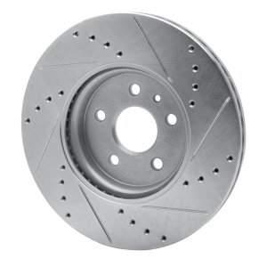 Buick Encore Brake Rotor (1) - Front Left - R1 Concepts - Drilled & Slotted - Silver - `13-`22